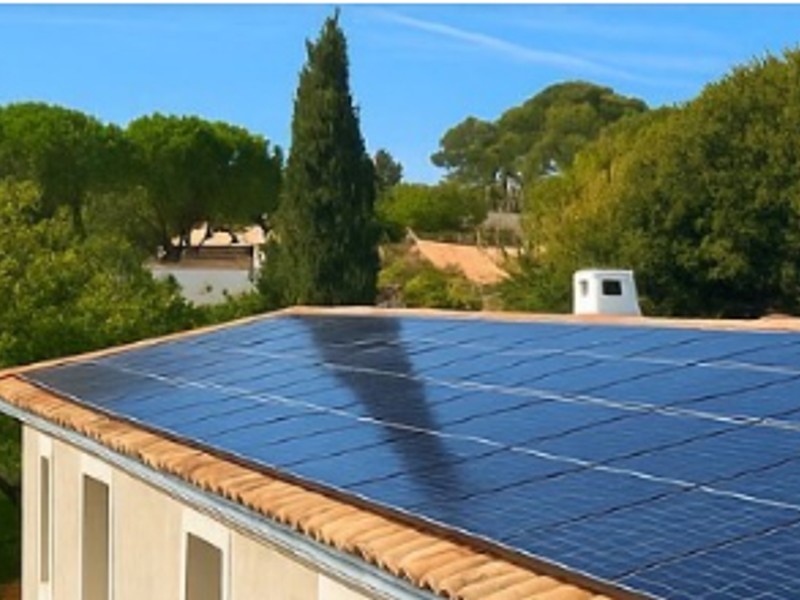 Maison avec panneaux solaires photovoltaïques